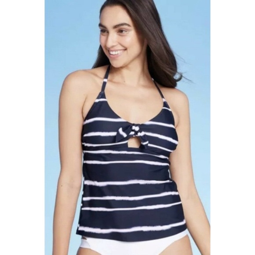 Kona sol Tankini set navy blue striped small